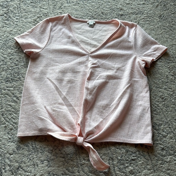 J crew light pink v neck tie shirt - Picture 1 of 3